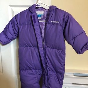 Infant snow suit.Feet can be closed or open.